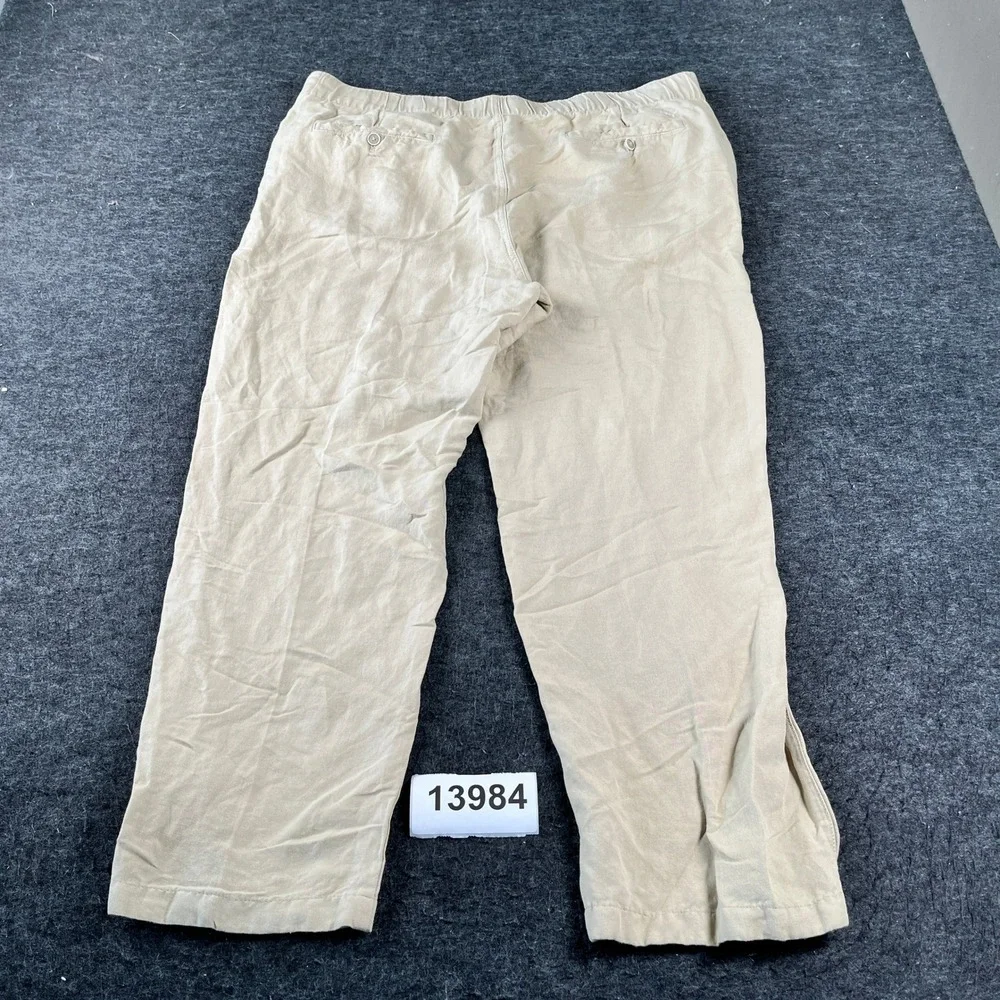 Tommy Bahama Linen Beach Blend Pants Mens 2XL Beige Slash Pockets Elastic Waist